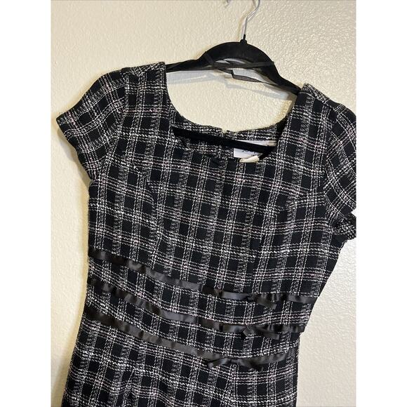 Vintage Jody Sz 5/6 Midi Tweed Plaid Grunge Dark Academia Sheath Dress - Picture 4 of 15